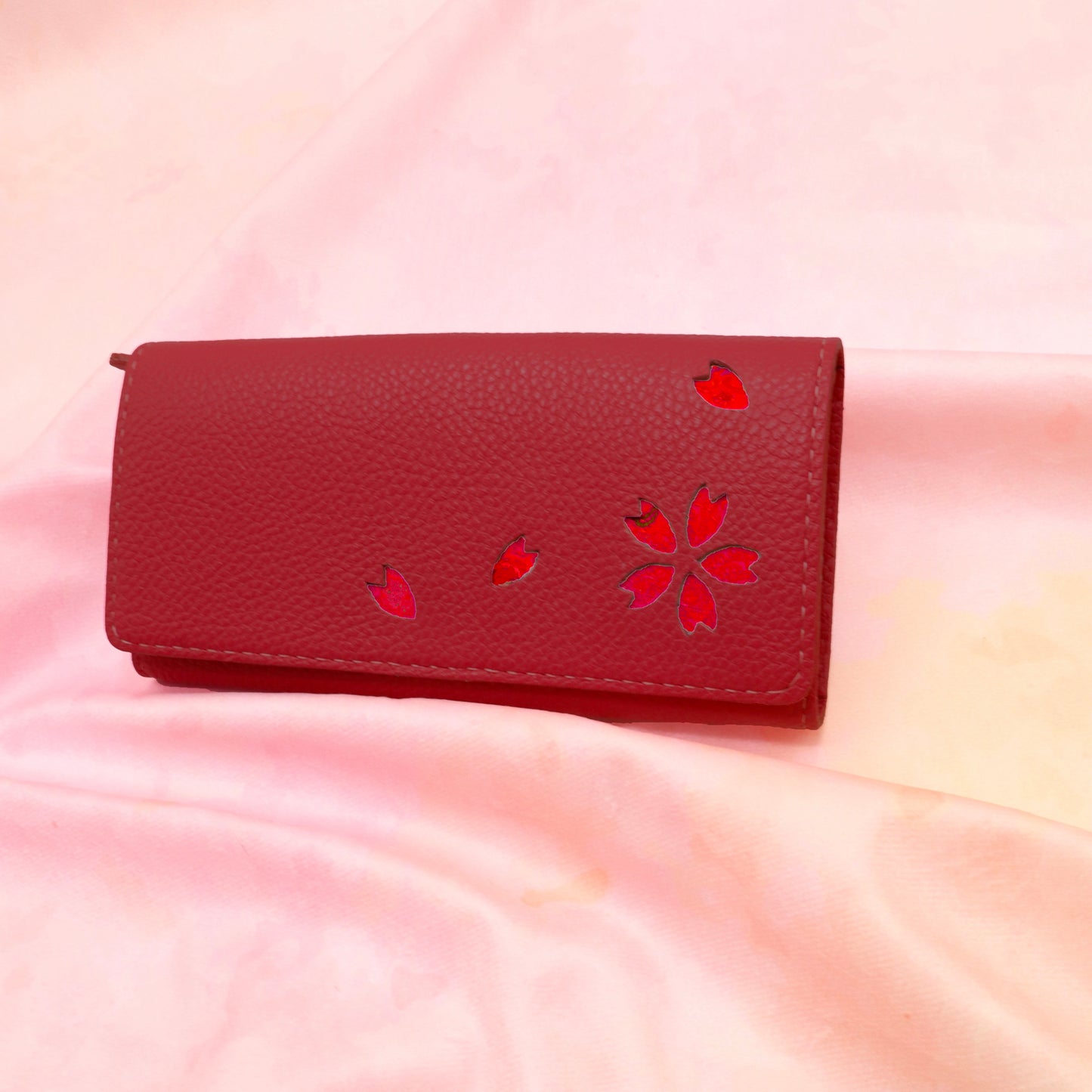 Kimono Sakura Long Wallet Red