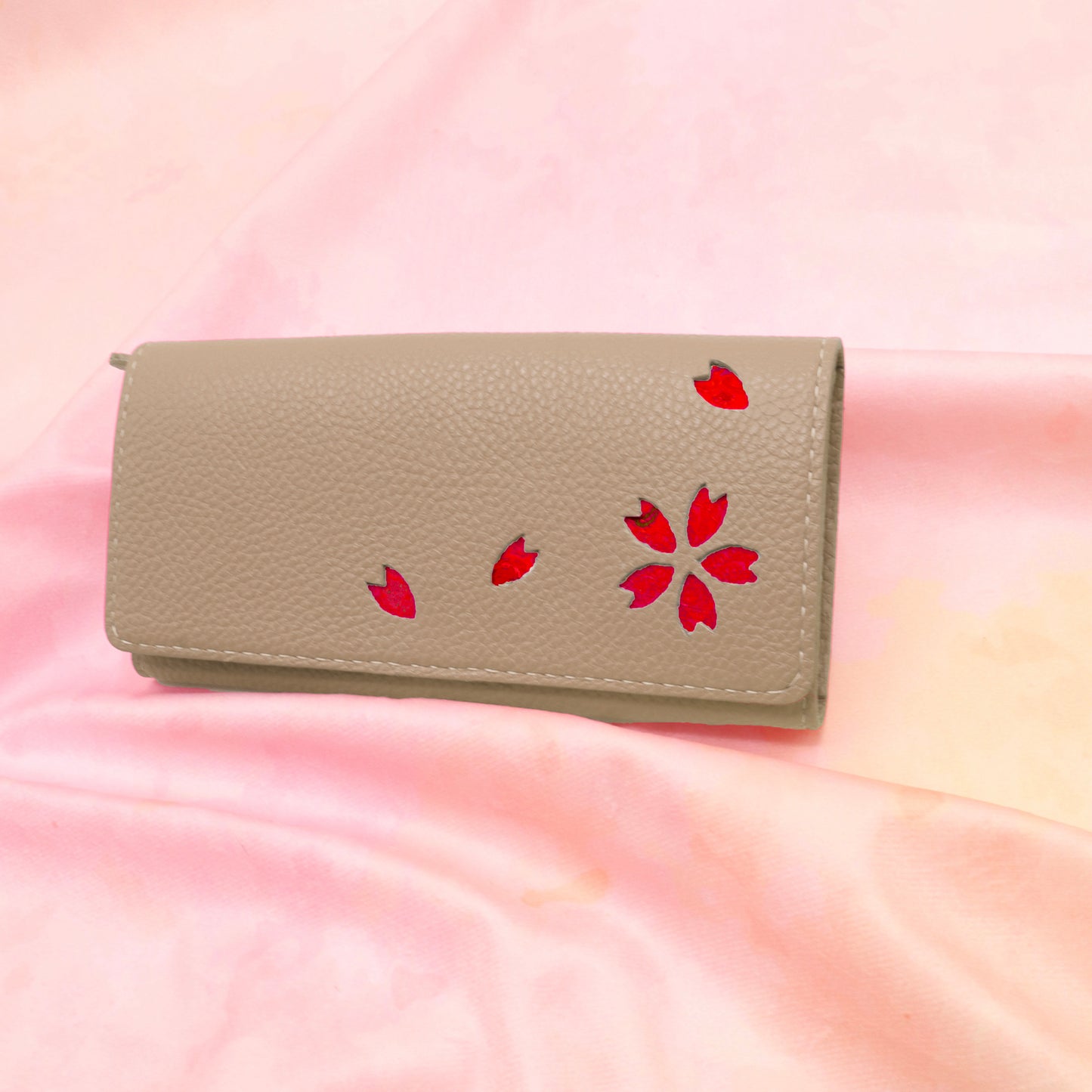 Kimono Sakura Long Wallet Gray