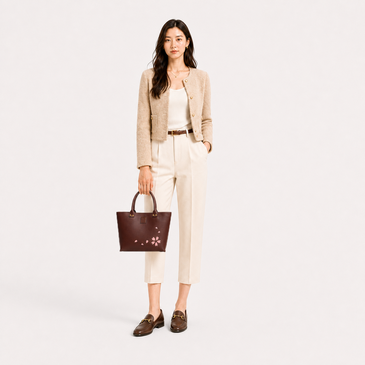 Kimono Sakura Mini Hand Bag Dark Brown 15