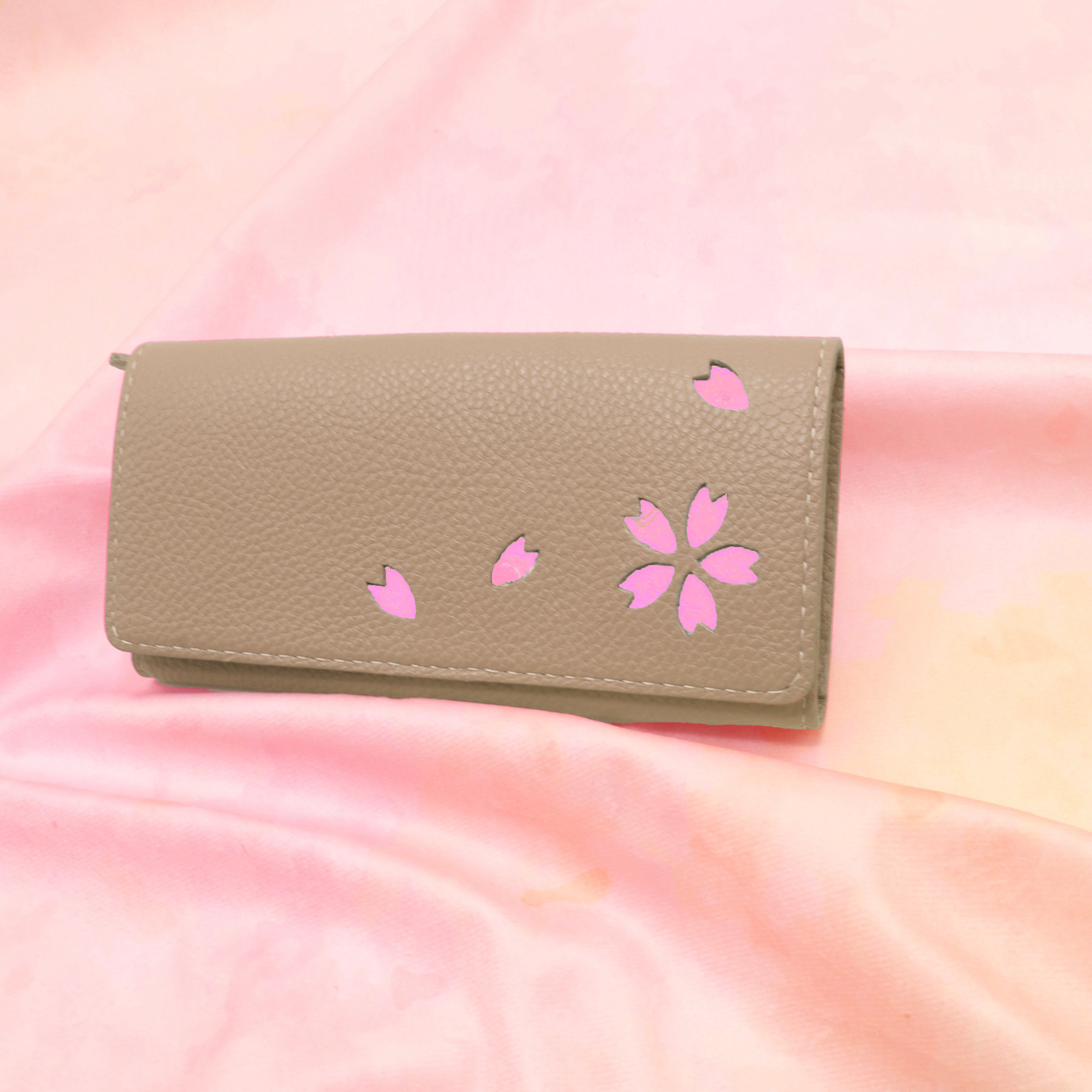Kimono Sakura Long Wallet Gray