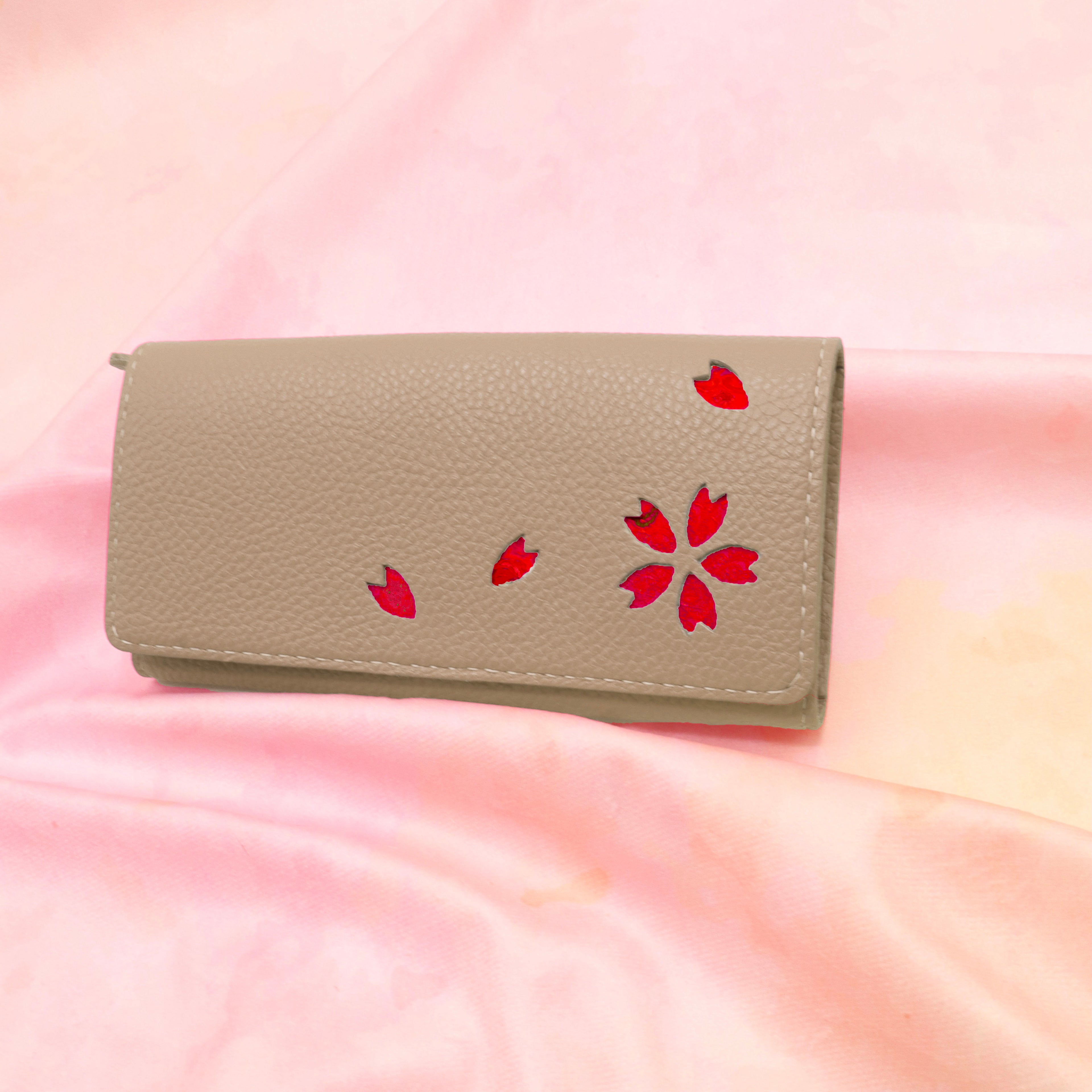 Kimono Sakura Long Wallet Gray