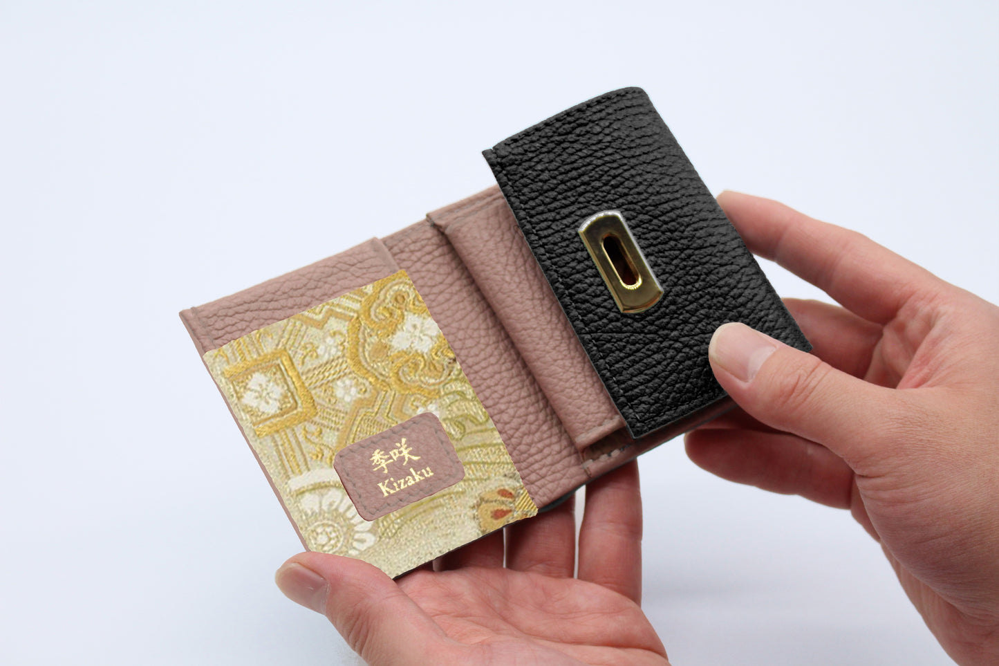 Kimono Sakura Compact Wallet Black