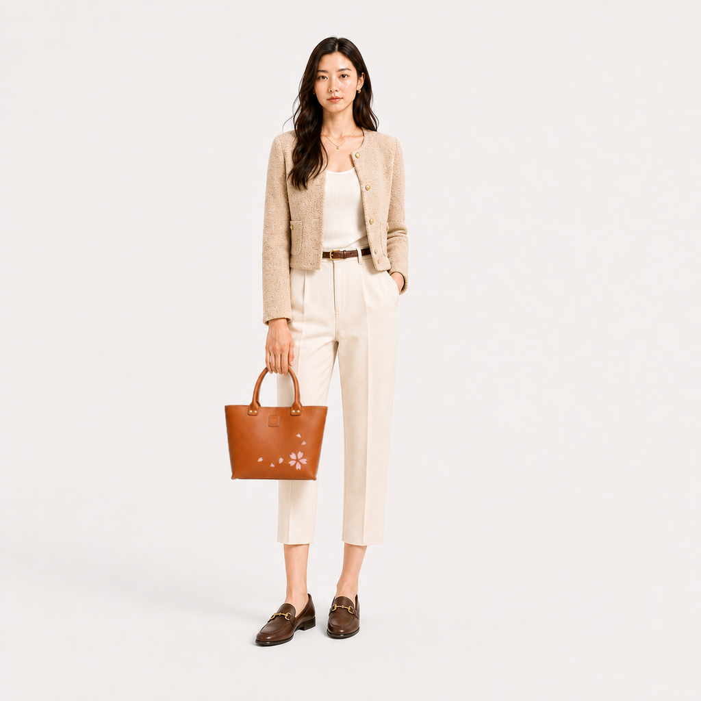 Kimono Sakura Mini Hand Bag Camel  14
