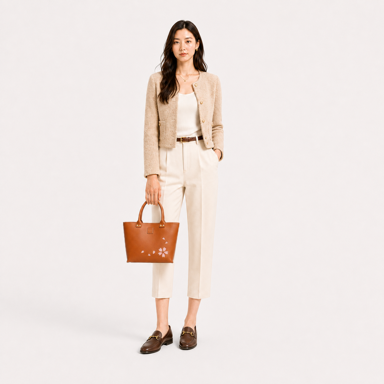 Kimono Sakura Mini Hand Bag Camel  14
