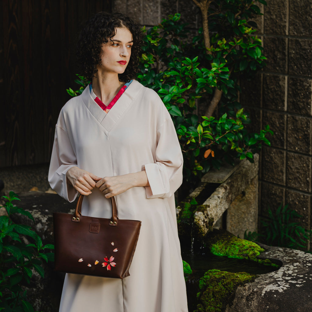 Kimono Sakura Mini Hand Bag Dark Brown 15