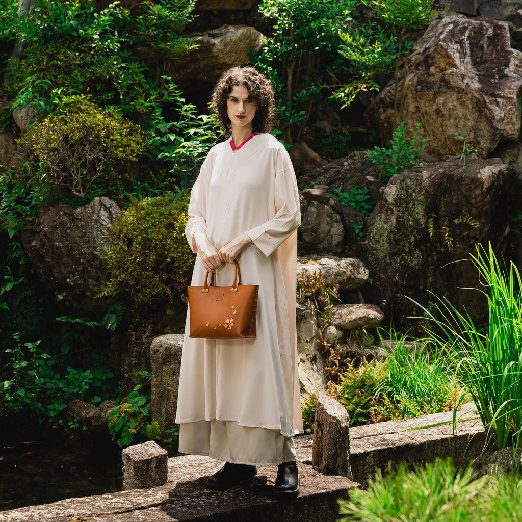 Kimono Sakura Mini Hand Bag Camel  14