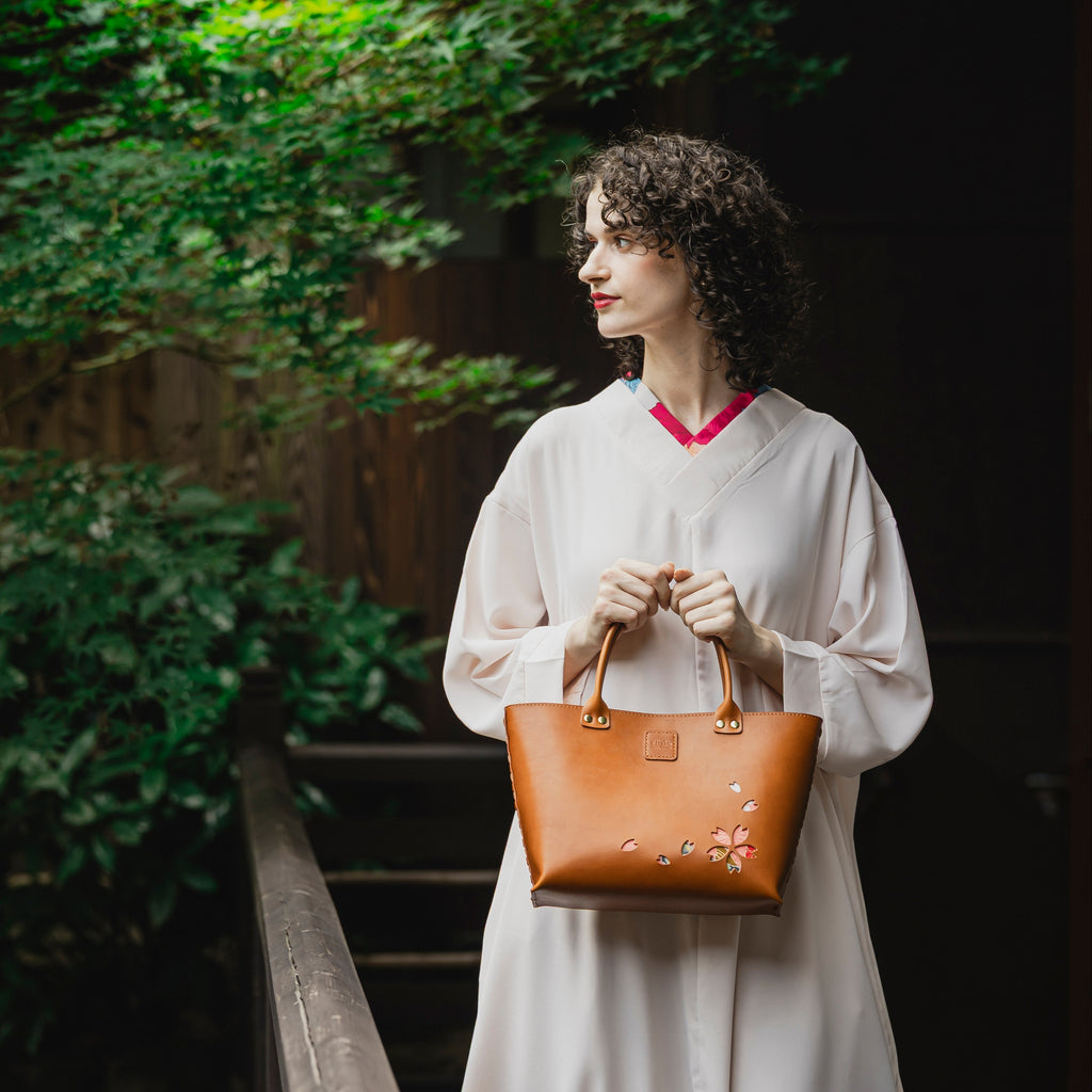 Kimono Sakura Mini Hand Bag Camel  14