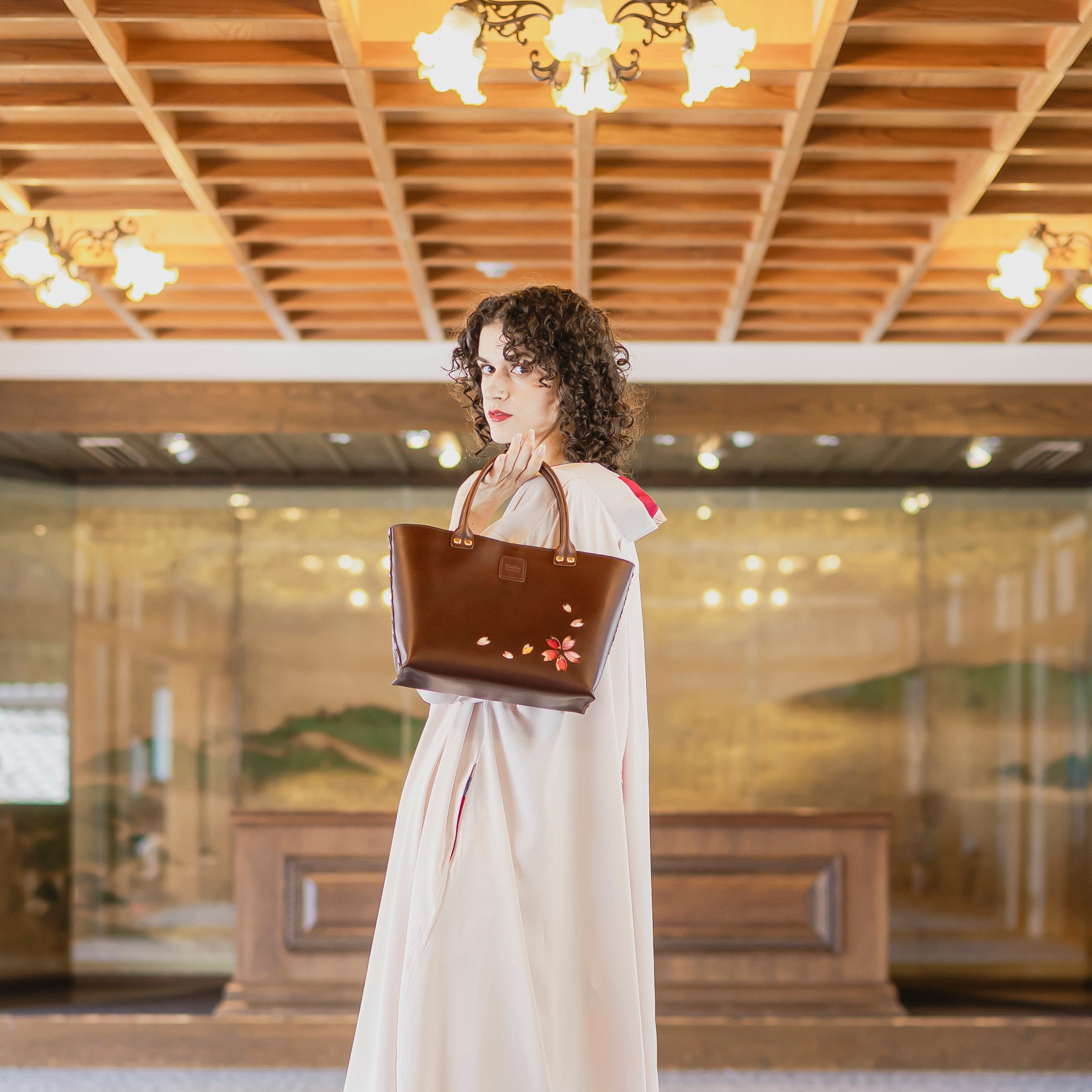 Kimono Sakura Mini Hand Bag Dark Brown 15