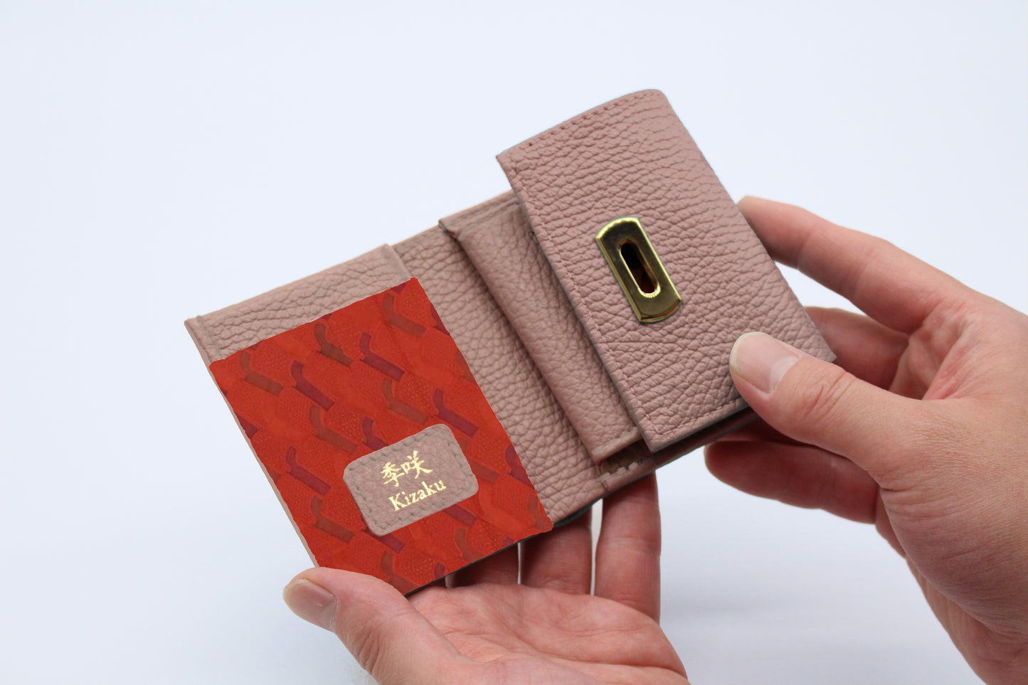 Kimono Sakura Compact Wallet Brown