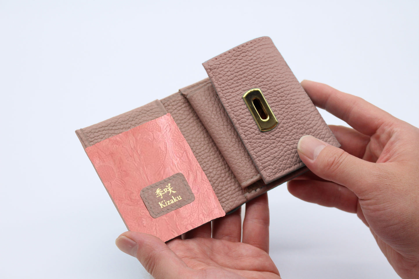 Kimono Sakura Compact Wallet Brown