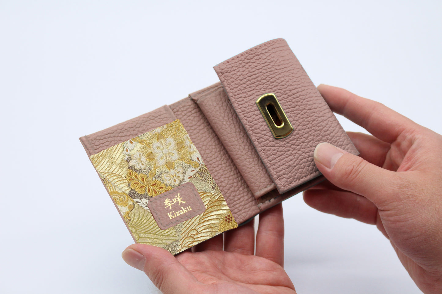 Kimono Sakura Compact Wallet Brown